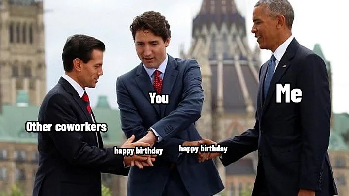 Imagen que muestra un meme de cumpleaños para colegas