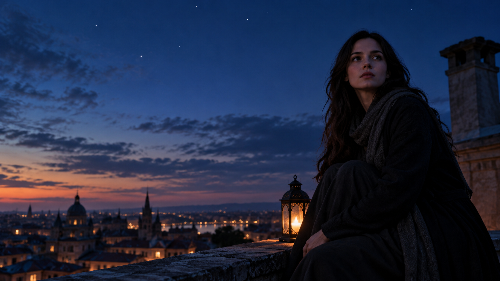 Quiet Twilight With First Stars example for sky portrait background prompts