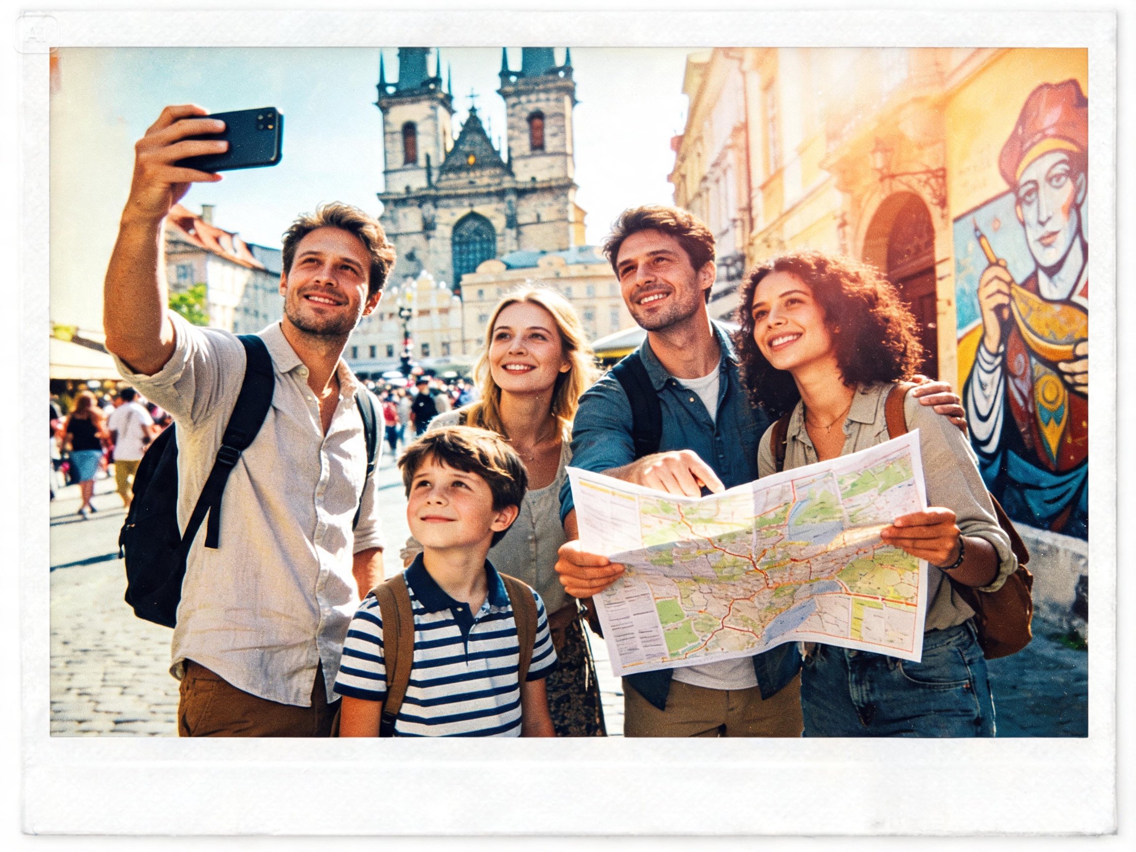 Prompt for a travel snapshot polaroid print