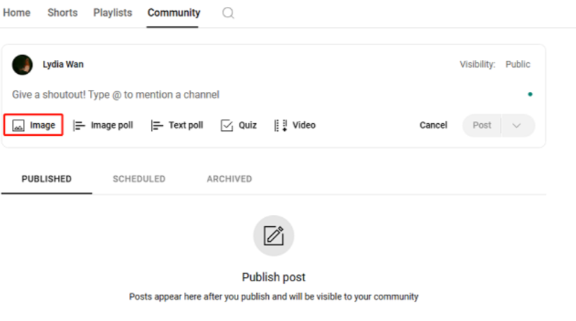 Open the Community tab