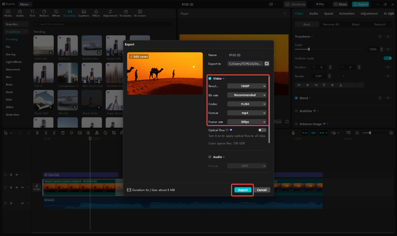 Export and share on YouTube