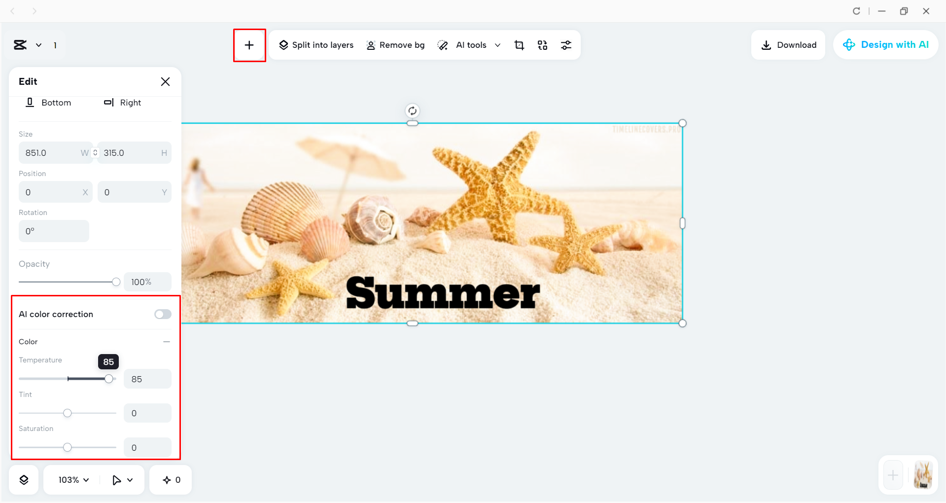 Editing the cover photo with the CapCut desktop video editor