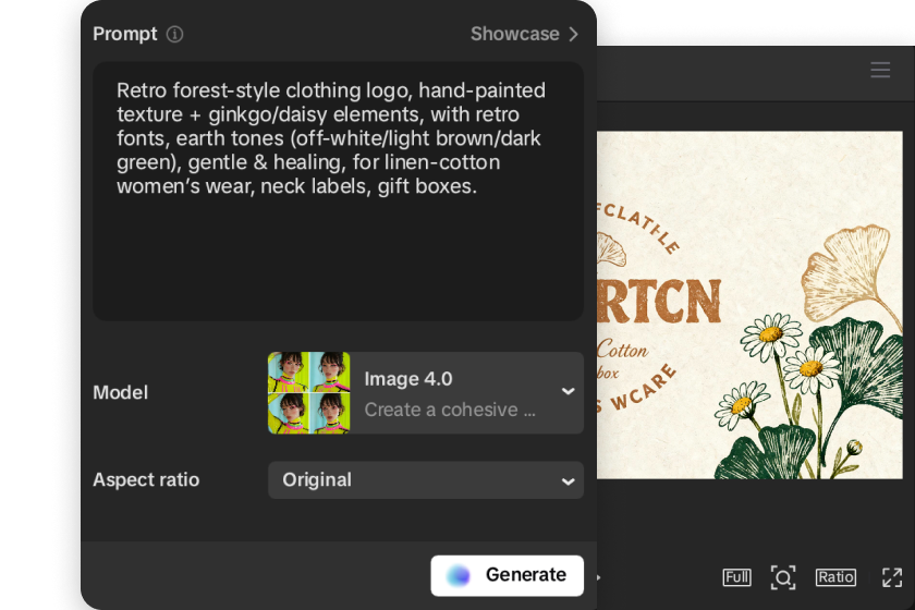 豊富な販売資料で生成された衣料品ブランドのロゴをカスタマイズする