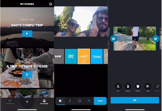 Schnittstelle von Quik - einem hocheffizienten GoPro-Video-Editor