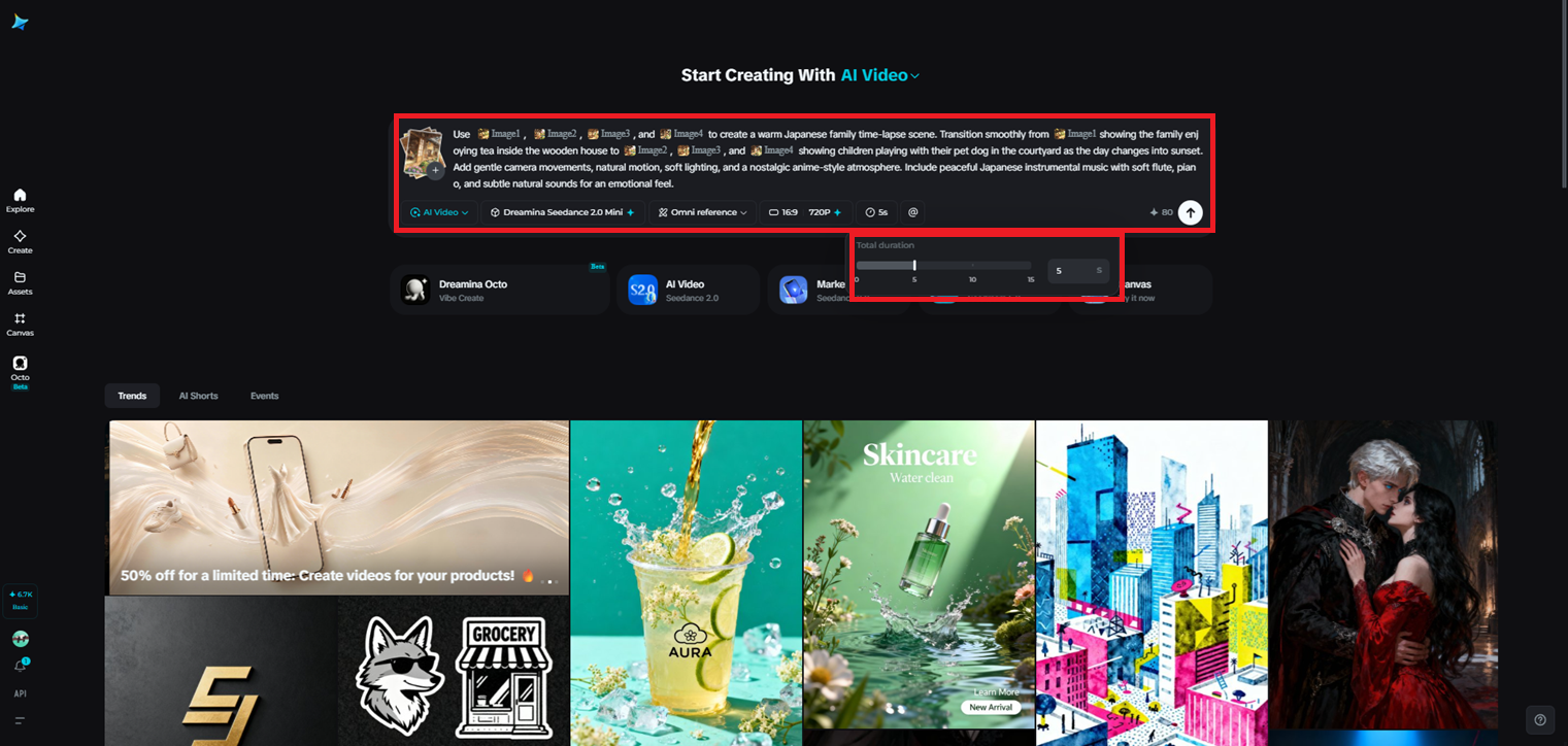 Write a detailed video prompt and adjust settings