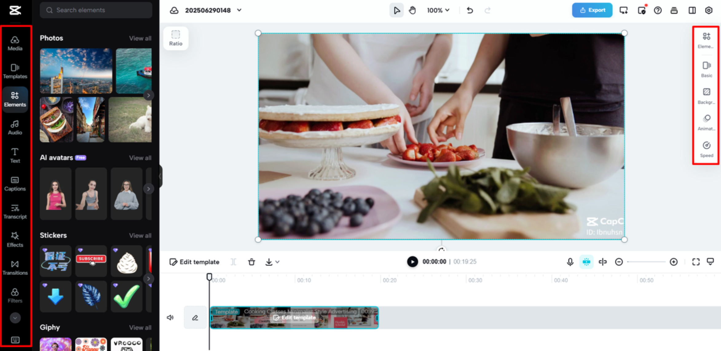 Editing the video by using the tools in the  CapCut Web