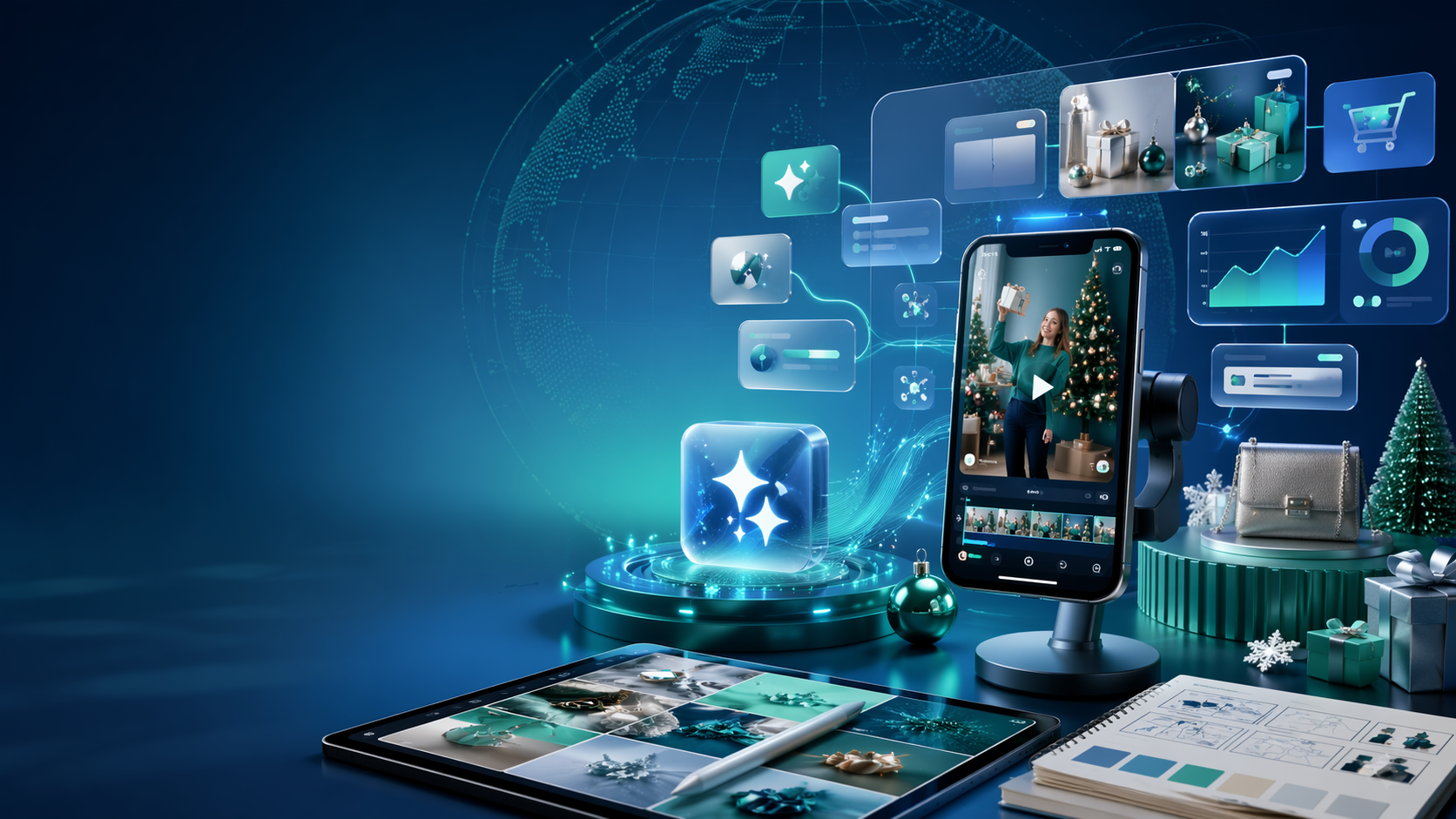 AI Holiday Campaign Video premium AI social video workflow visual for Pippit creators