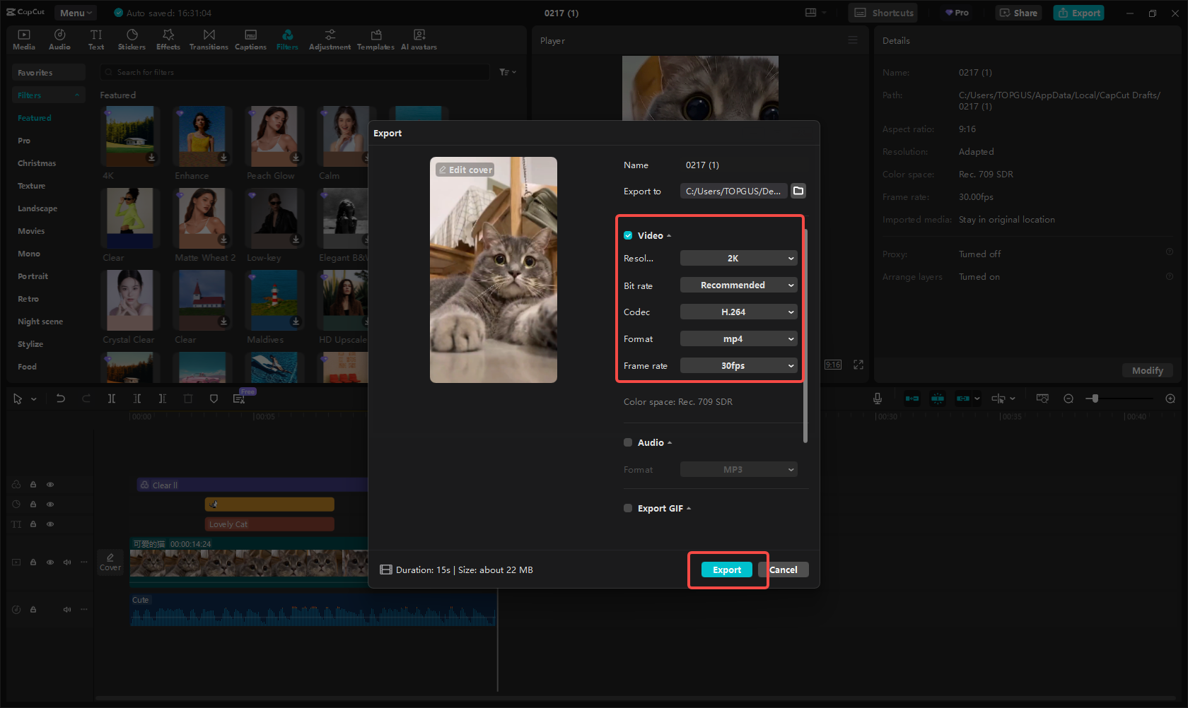 Export the Reel