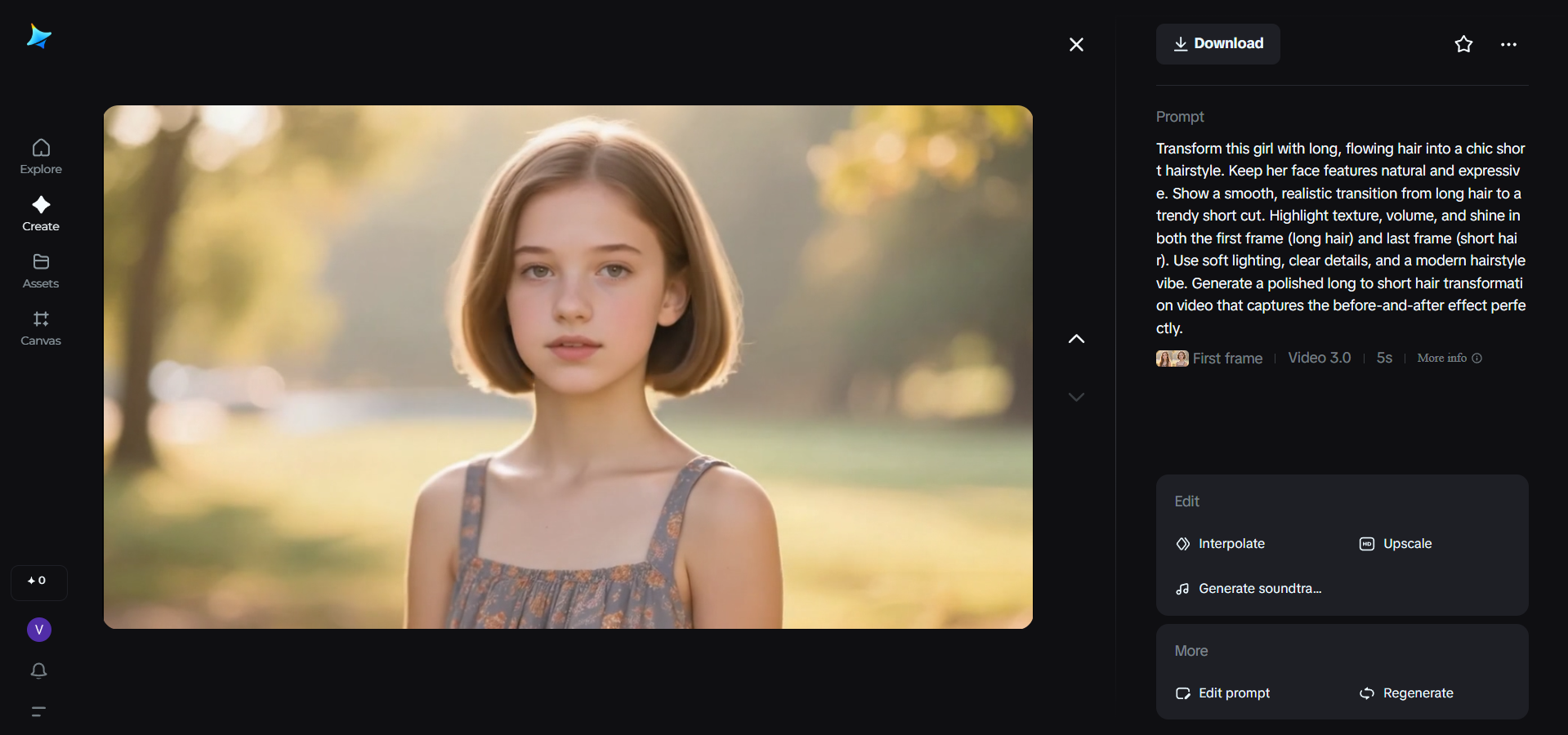 Edit and download the video