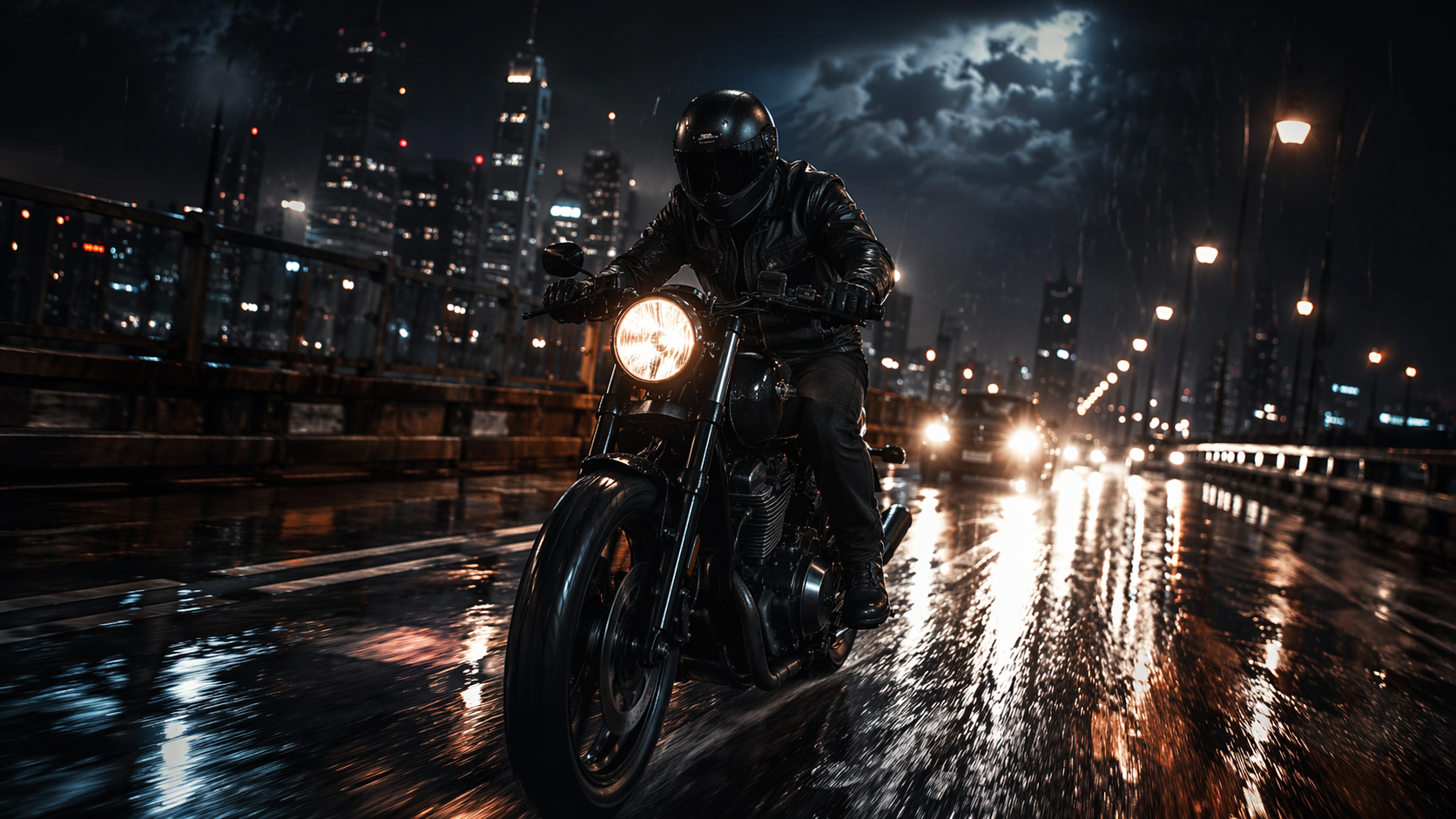 Dreamina AI Biker Filter prompt example 4: Night Ride Aesthetic