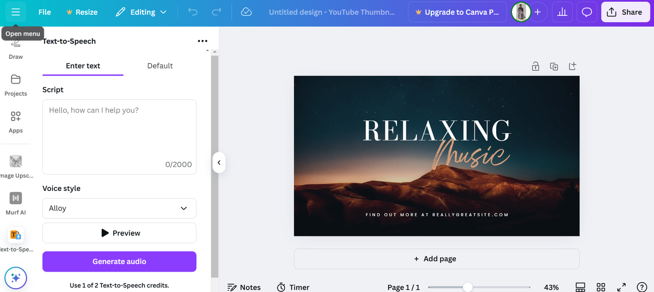 Canva's interface