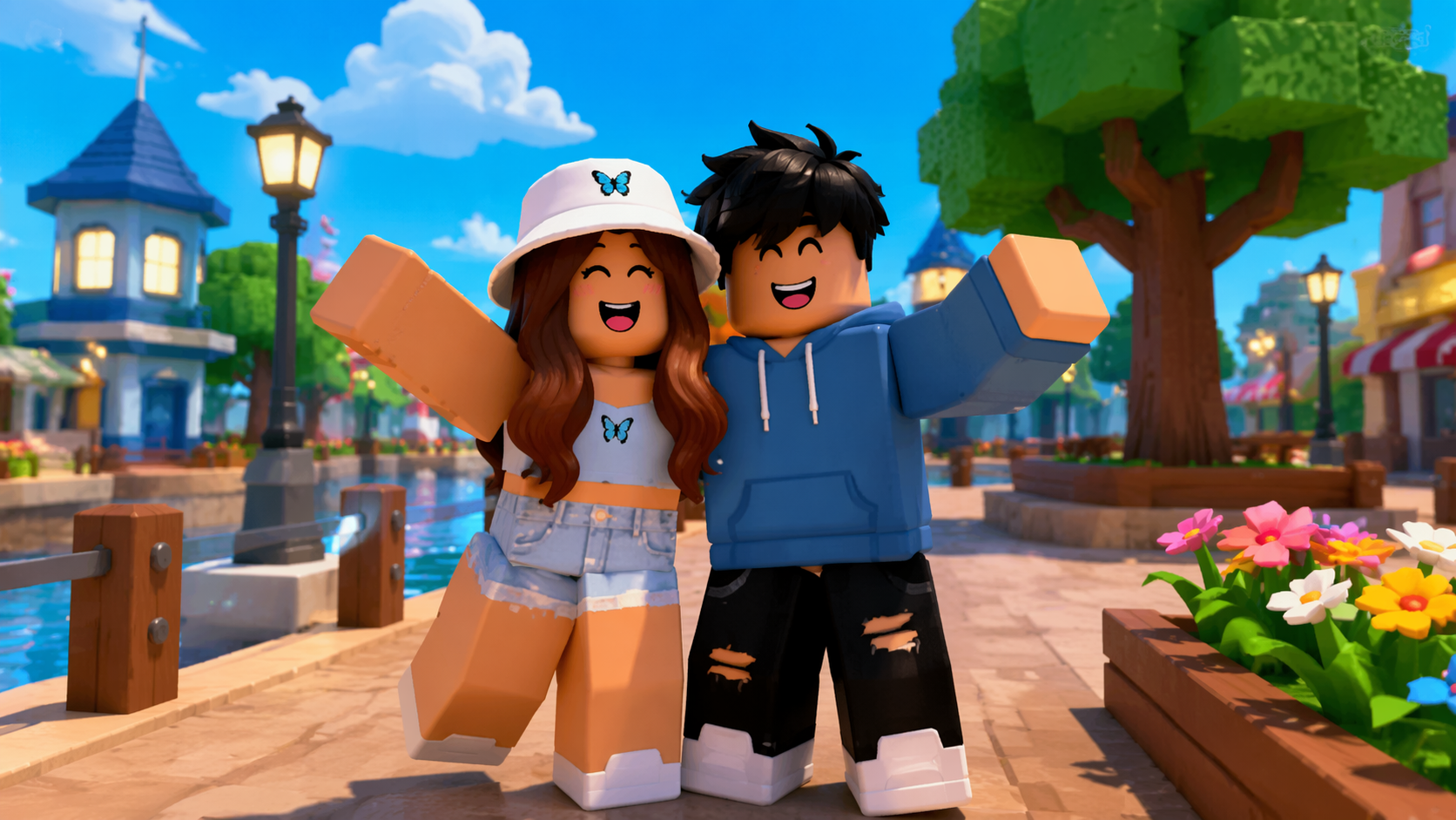 Contoh gesaan penapis Dreamina roblox 6: Duo avatar kawan baik