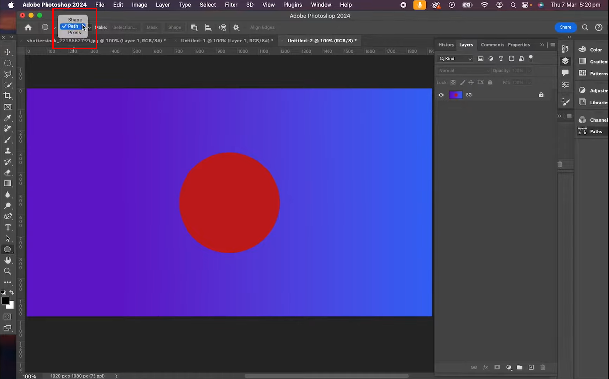 Setting up documents and drawing a circle to wrap text in Photoshop