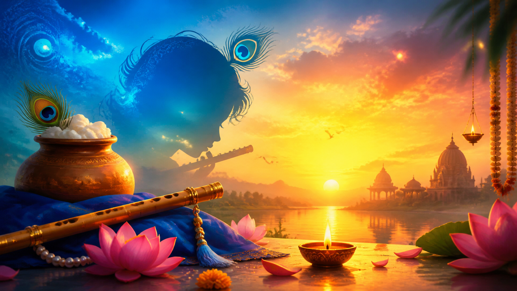 krishna janmashtami wishes example — Festive color and detail variation
