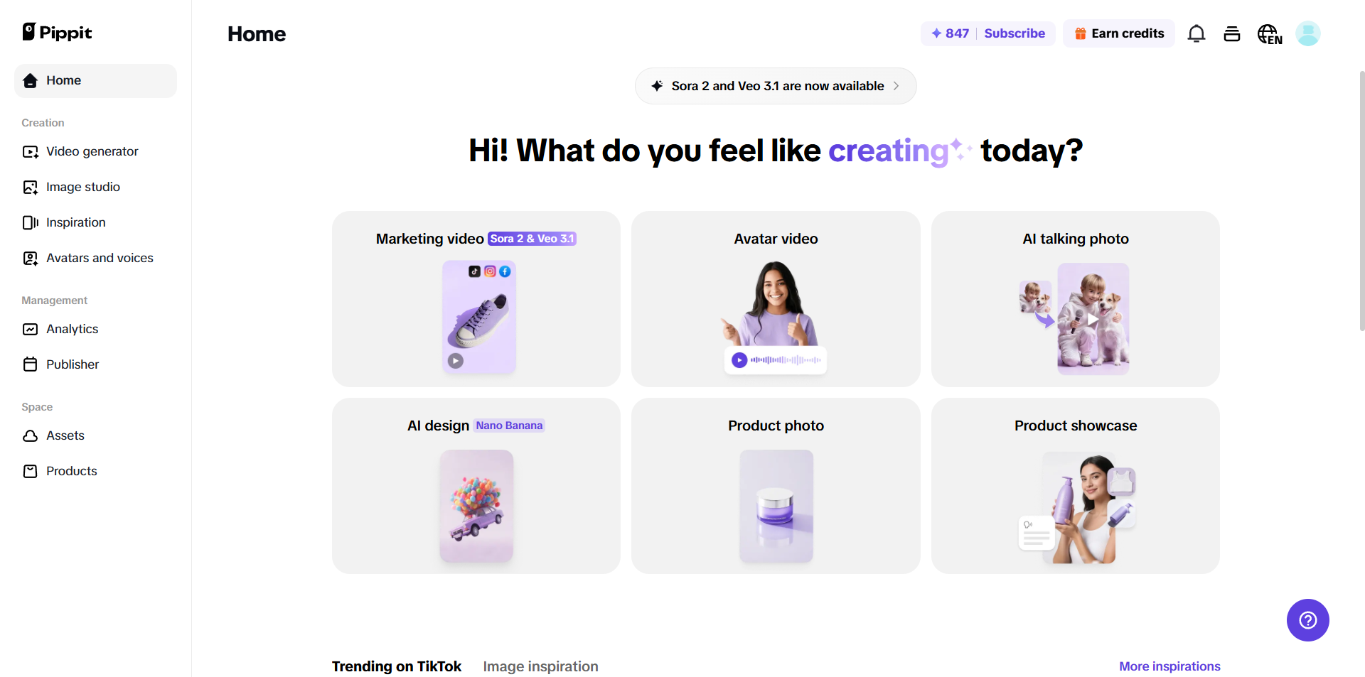 Pippit homepage