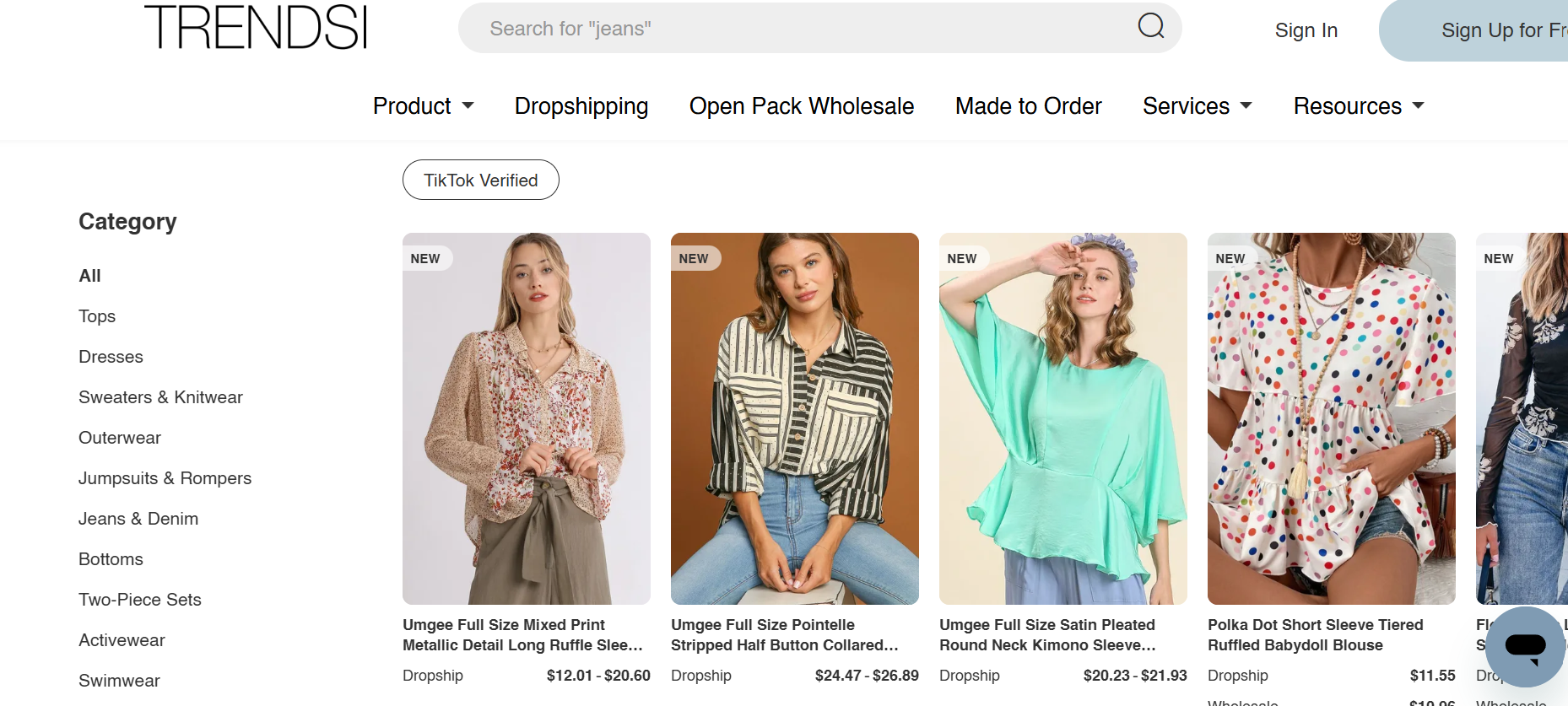 Trendsi dropshipping interface