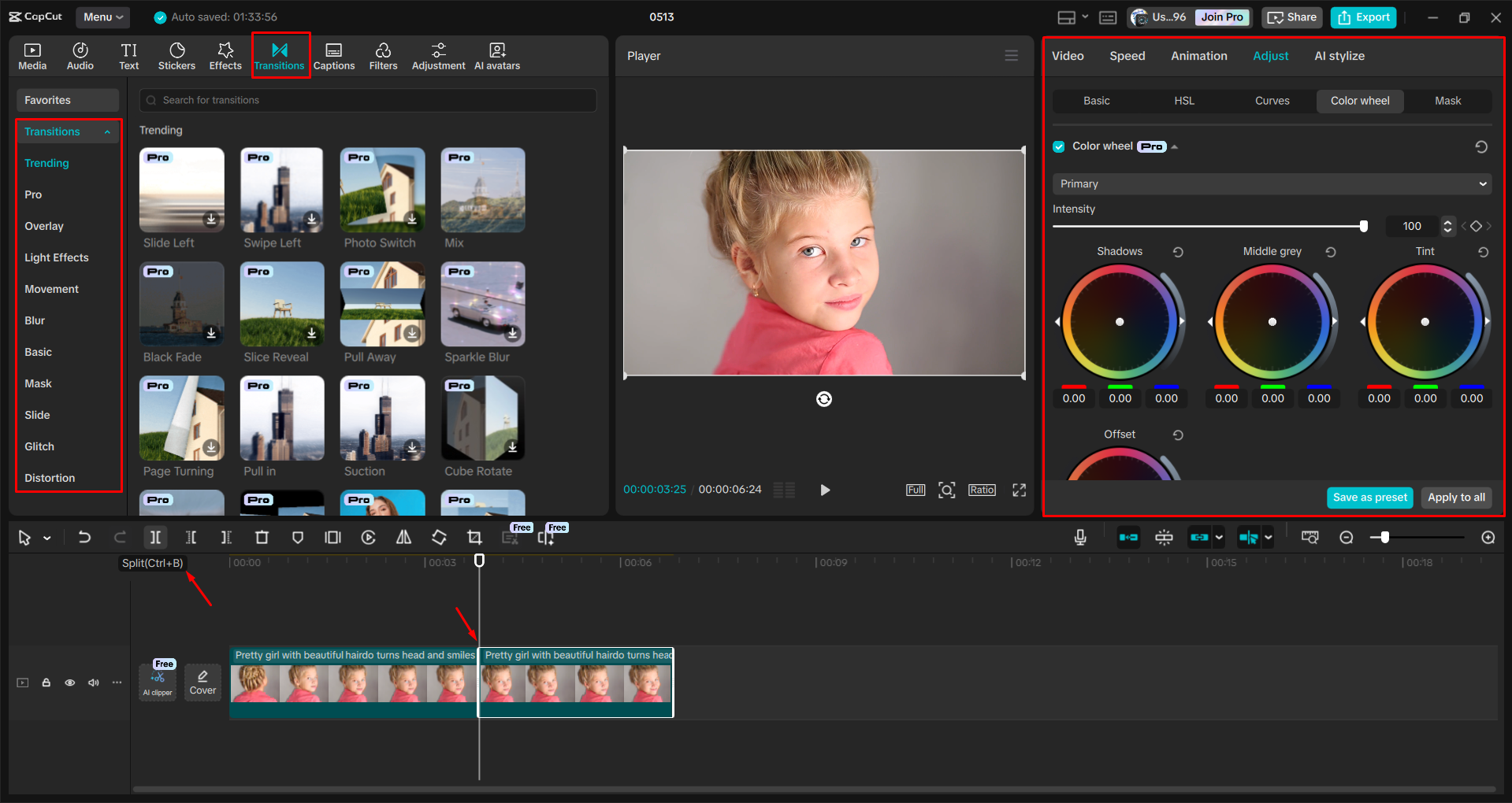 Editing a video with the CapCut desktop video editor