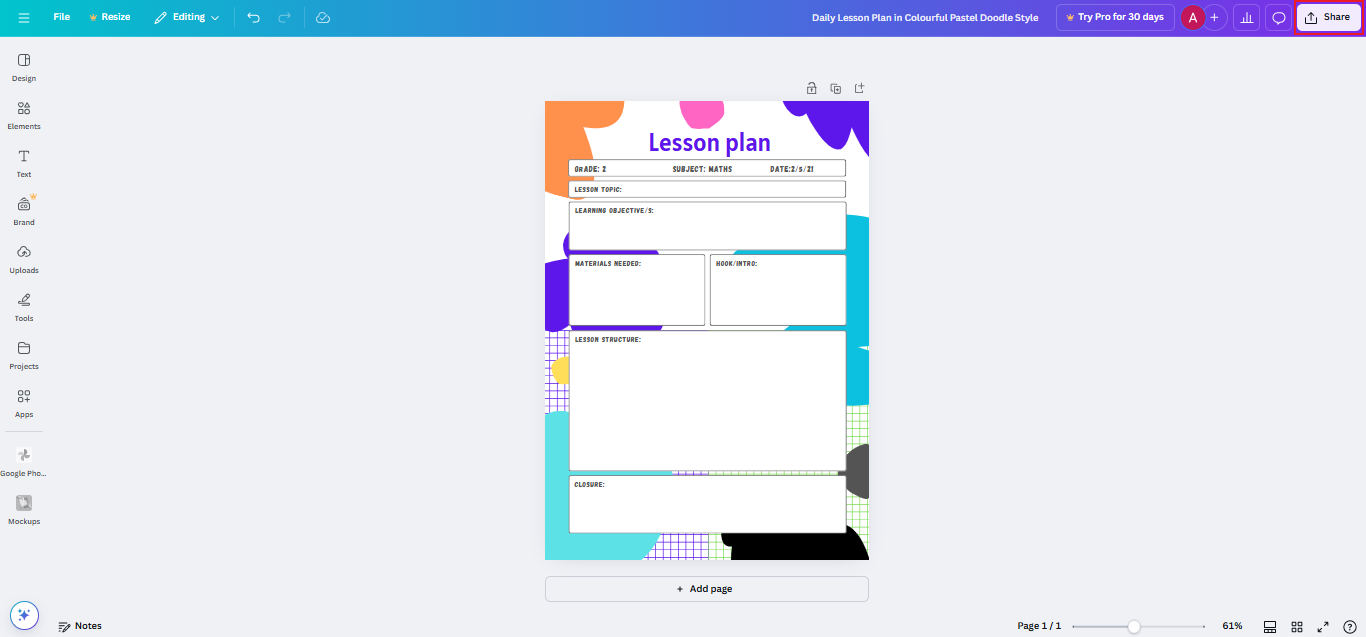 make lesson plan