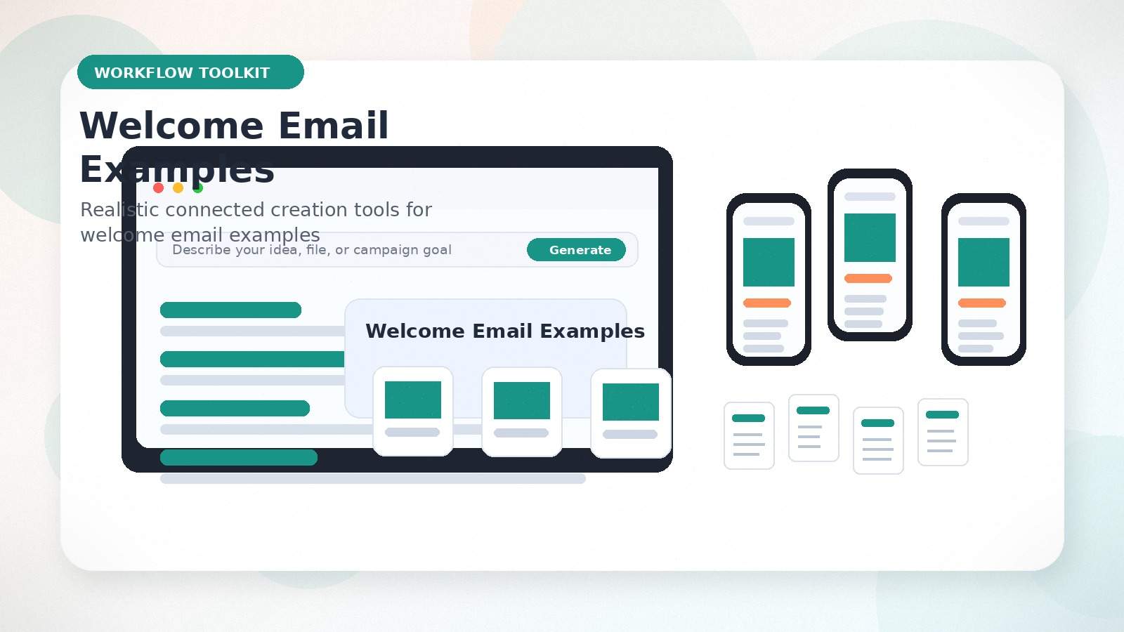 Welcome Email Examples realistic workflow toolkit visual for welcome email examples