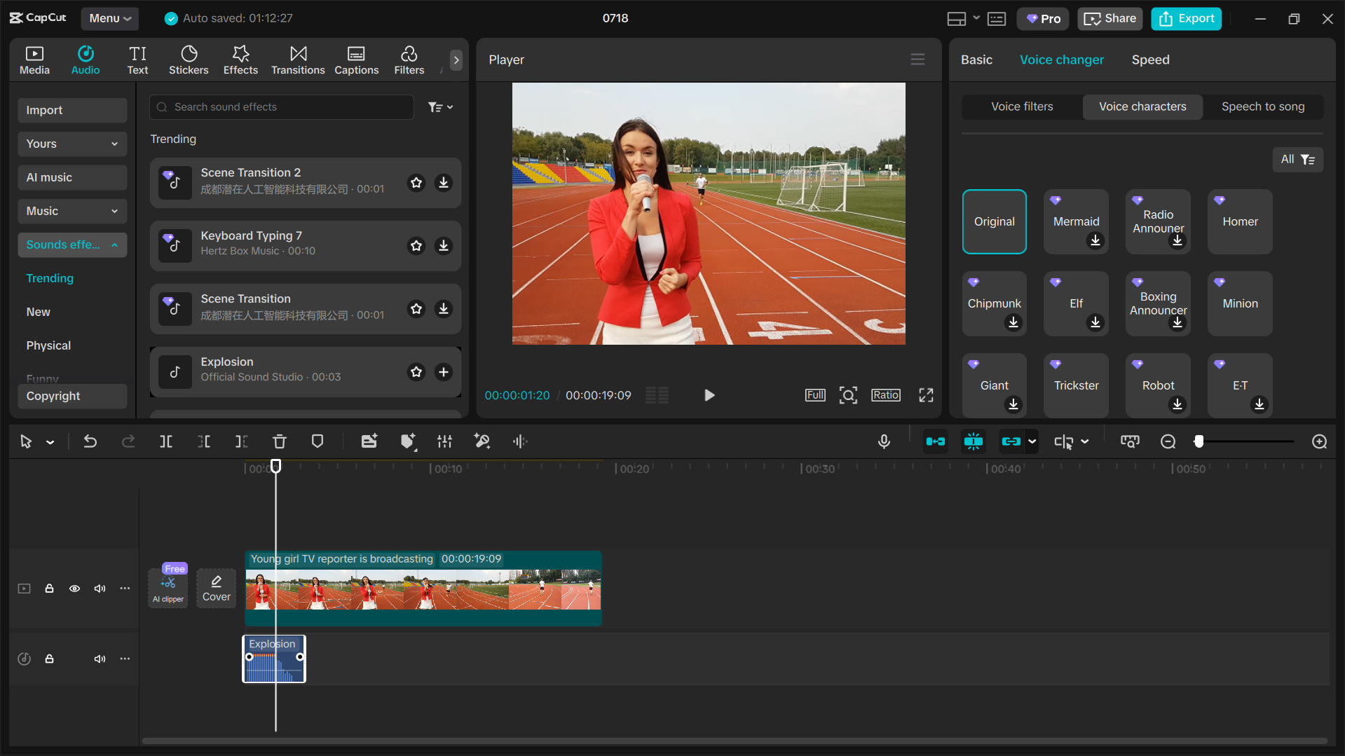 Interface of the CapCut desktop video editor - the best tool to change the voice in videos