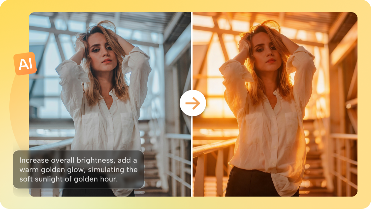 Áp dụng bất kỳ kiểu ánh sáng nào cho ảnh của bạn bằng lời nhắc văn bản