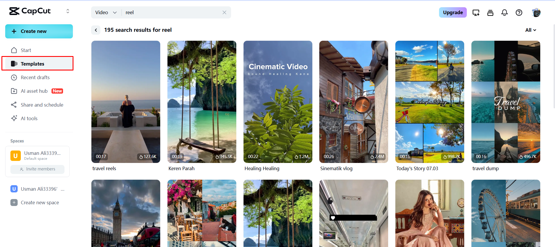 Accéder à la bibliothèque de modèles dans CapCut Web