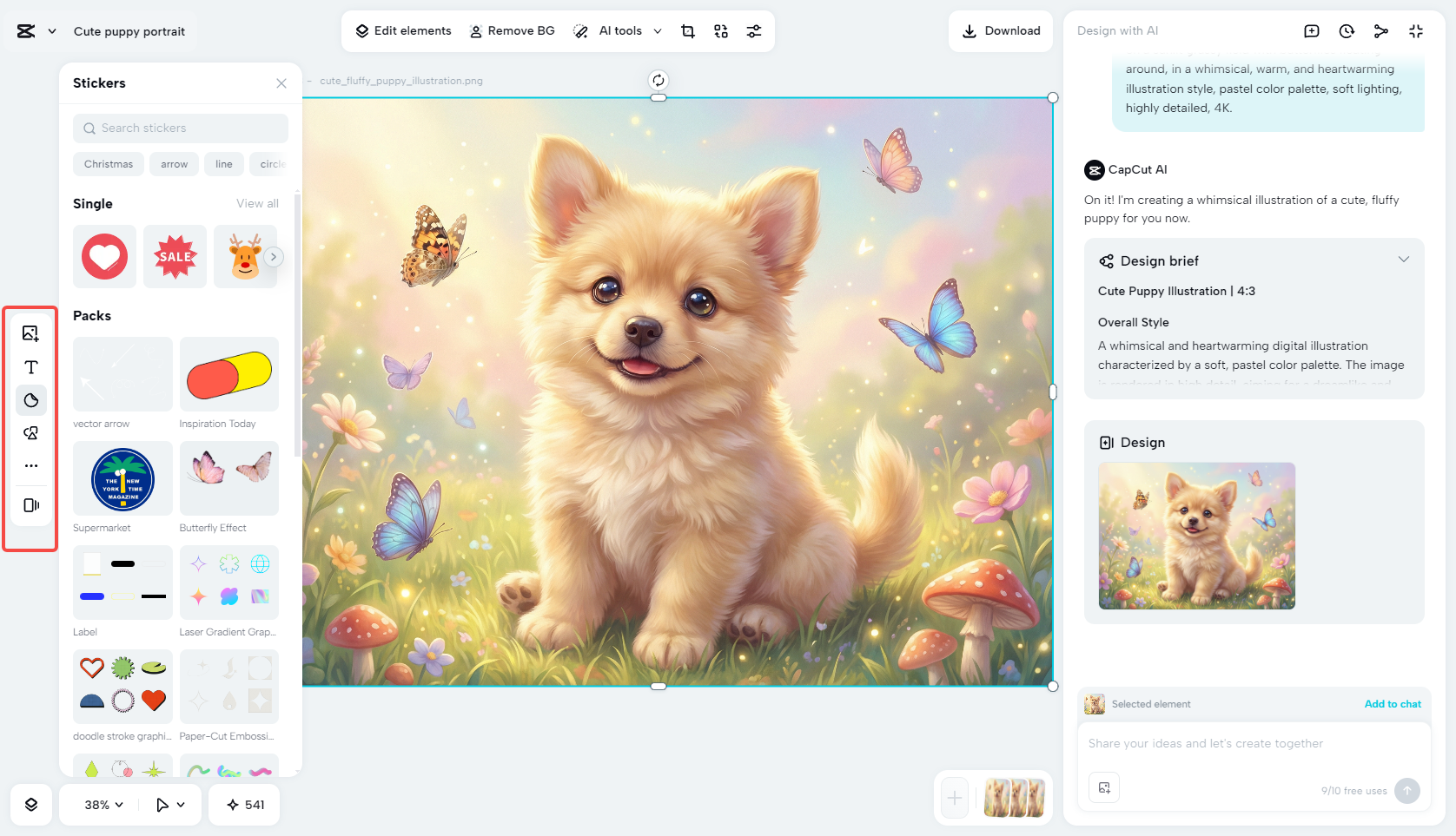 Editing the photo in CapCut