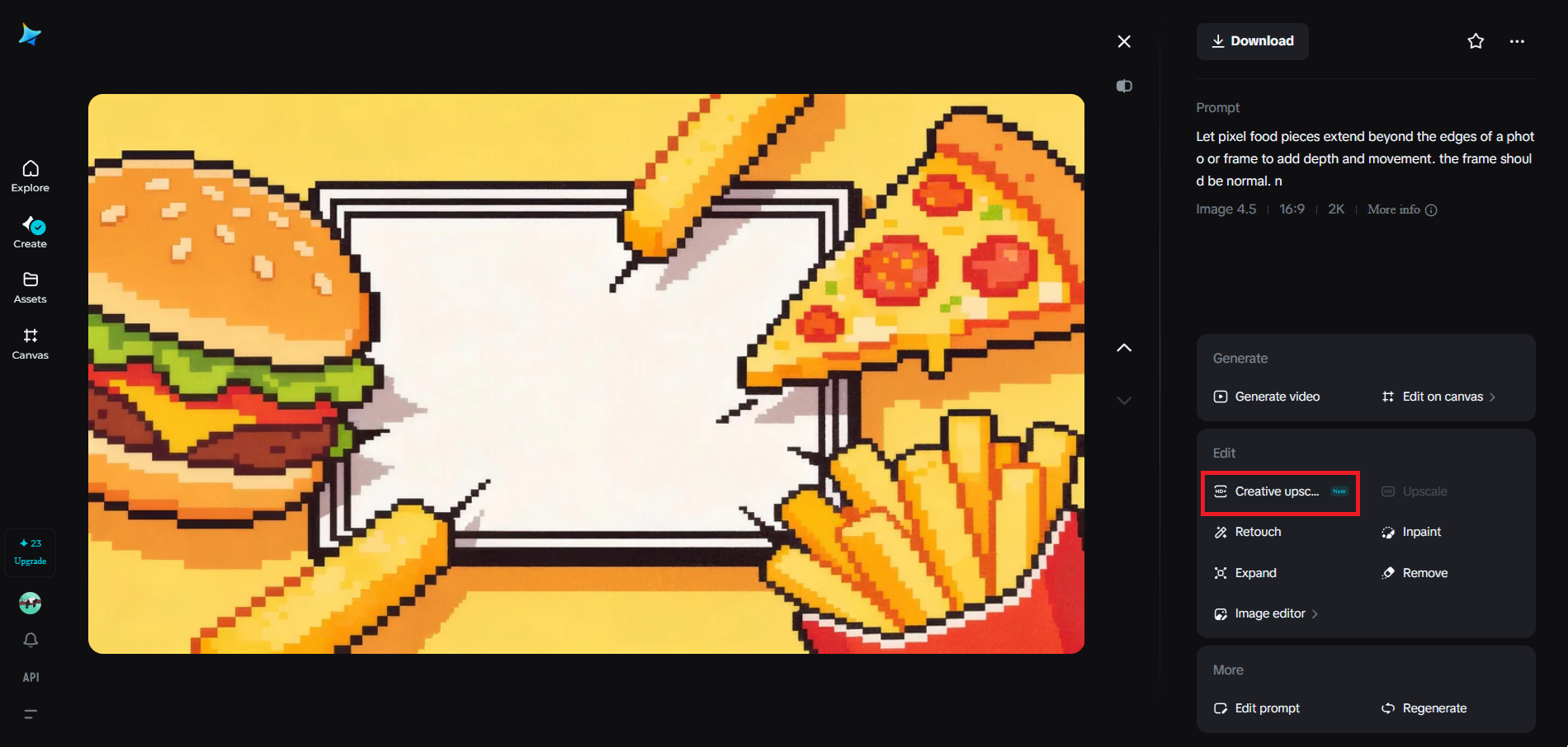 Caracteristică creativă de lux în Dreamina