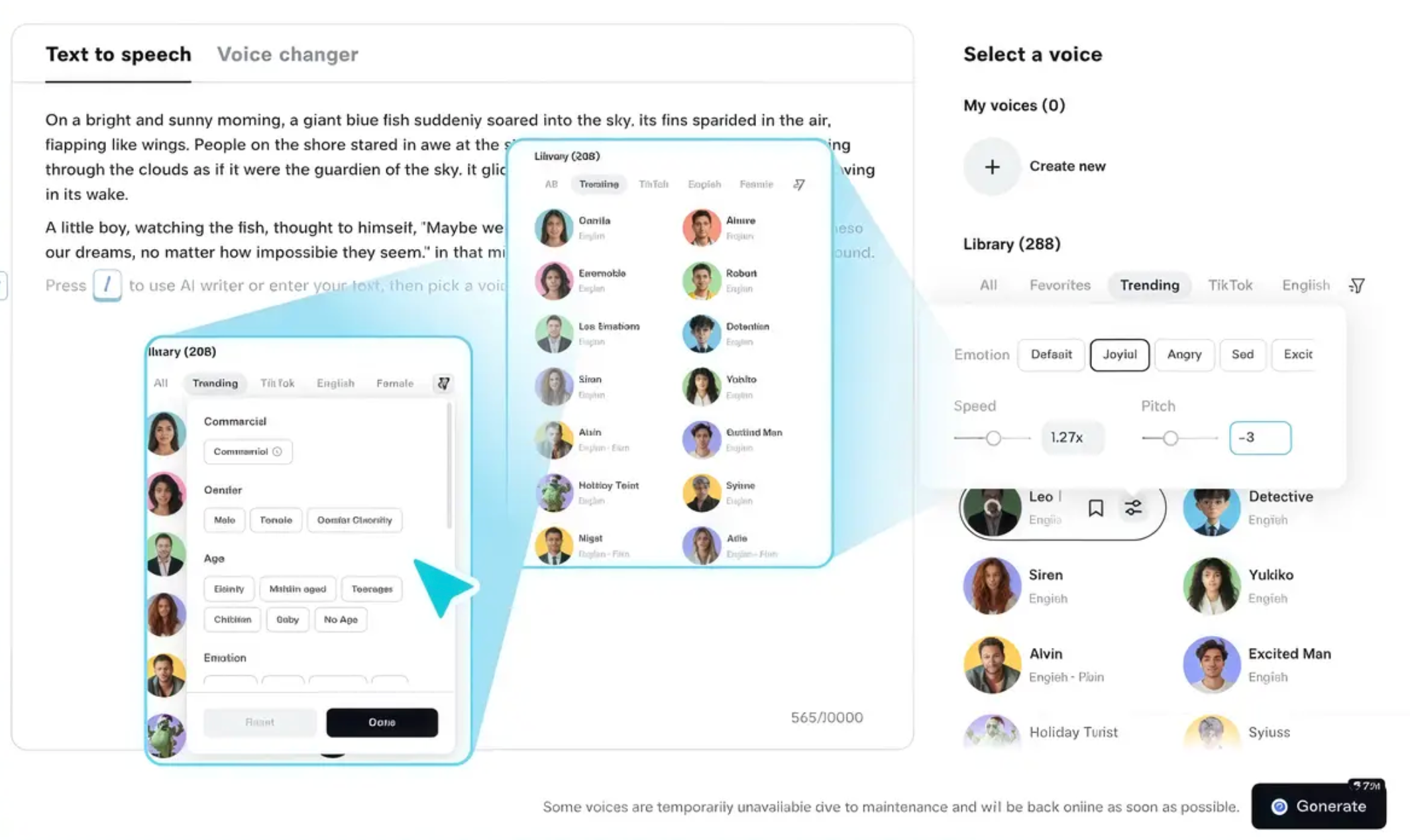 Choose Voice Settings