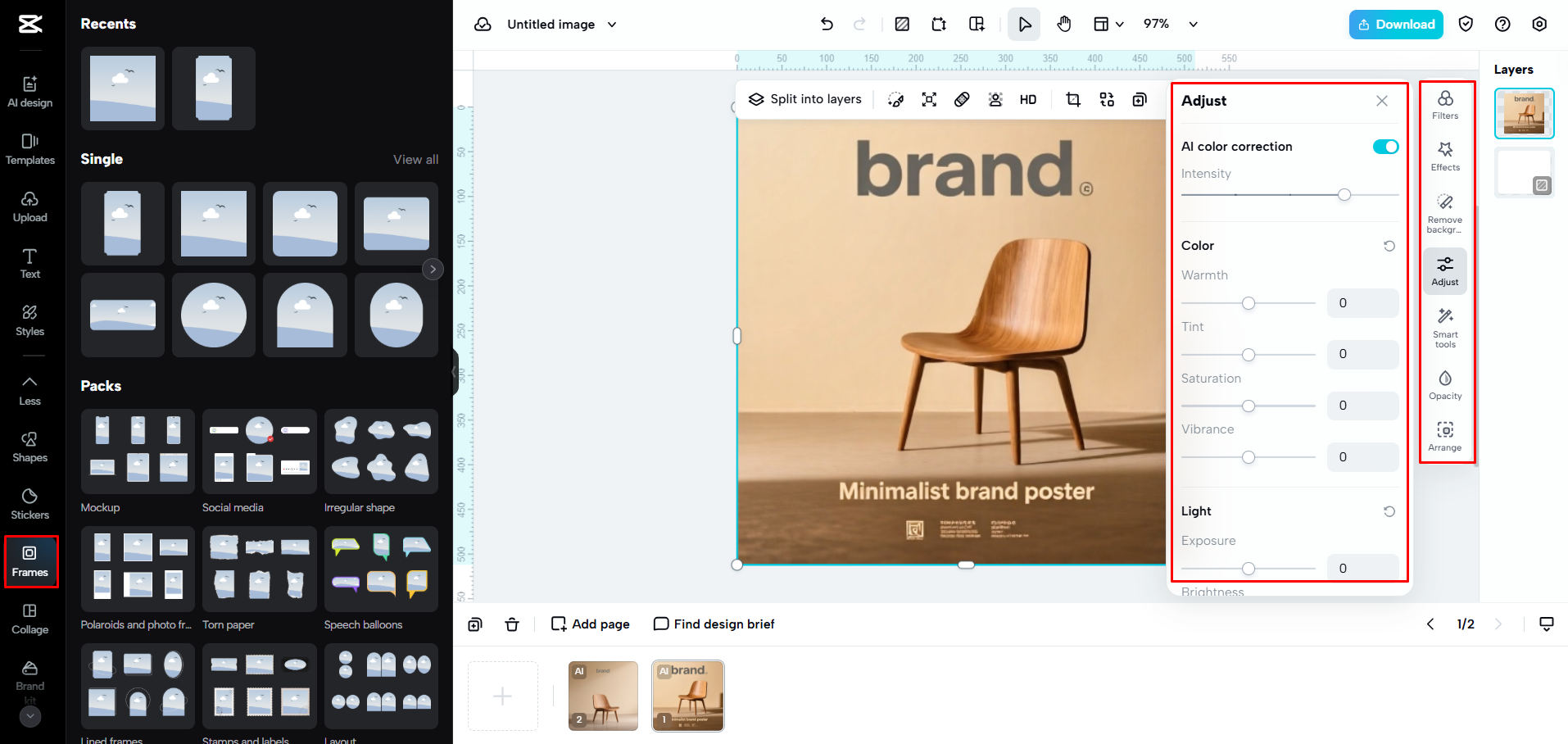 Editando el póster con herramientas de CapCut Web