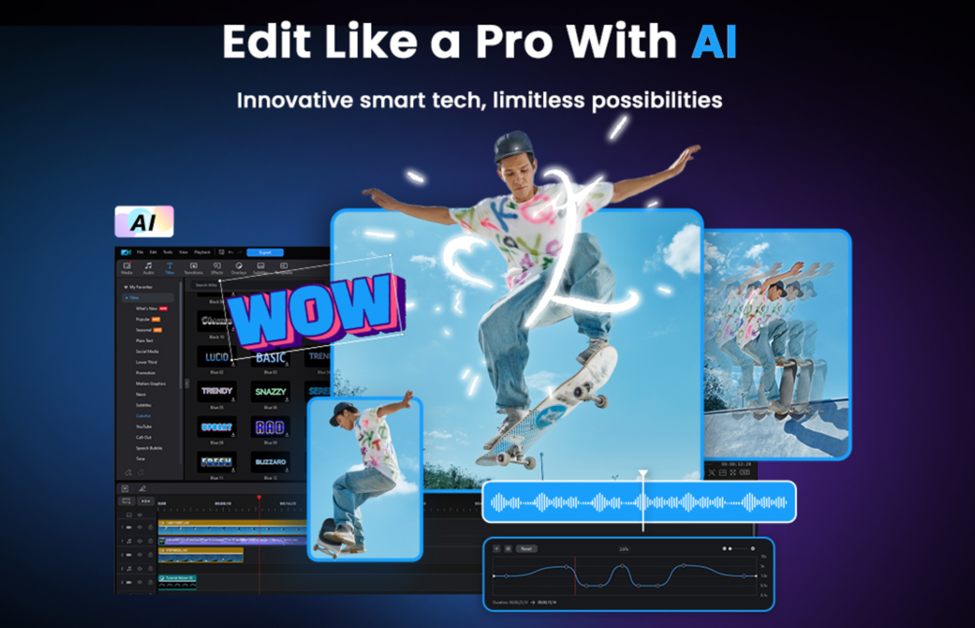 Antarmuka pengeditan editor video PowerDirector