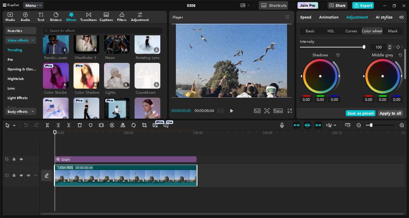 Interface of the CapCut desktop video editor - the best tool to get old camera overlays
