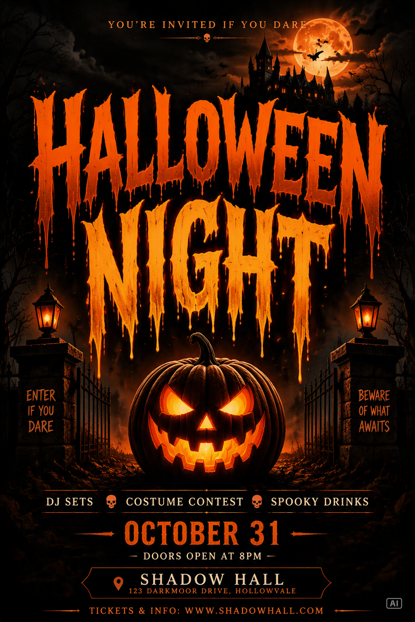 Halloween poster creepy typography image generated by Pippit