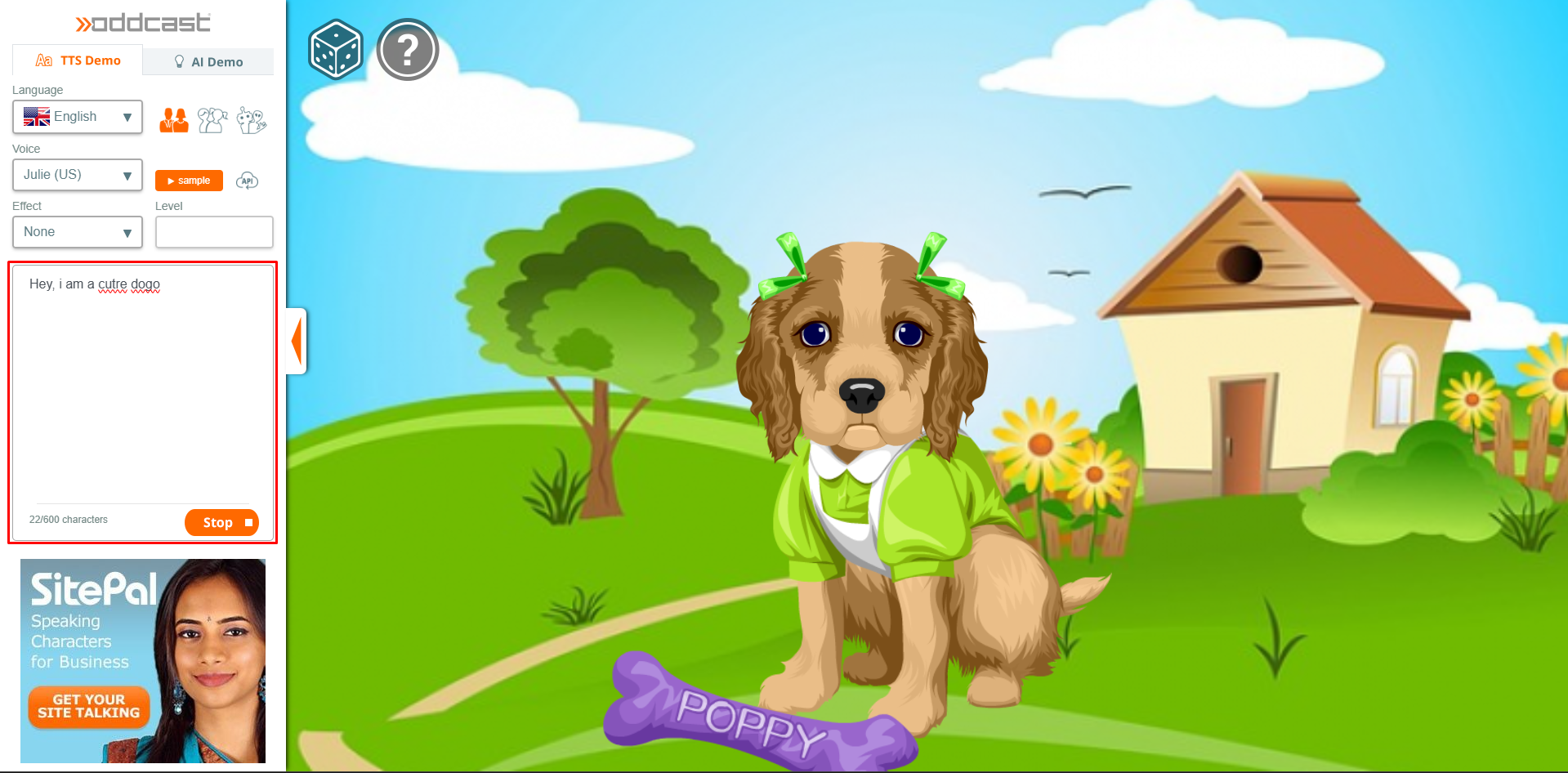 Convirtiendo texto a voz en Oddcast