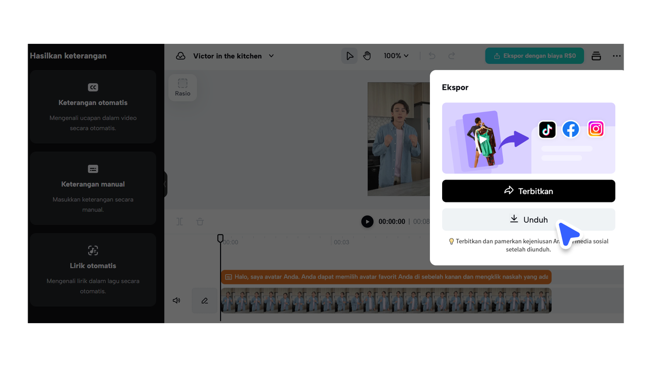 Ekspor avatar dalam resolusi tinggi