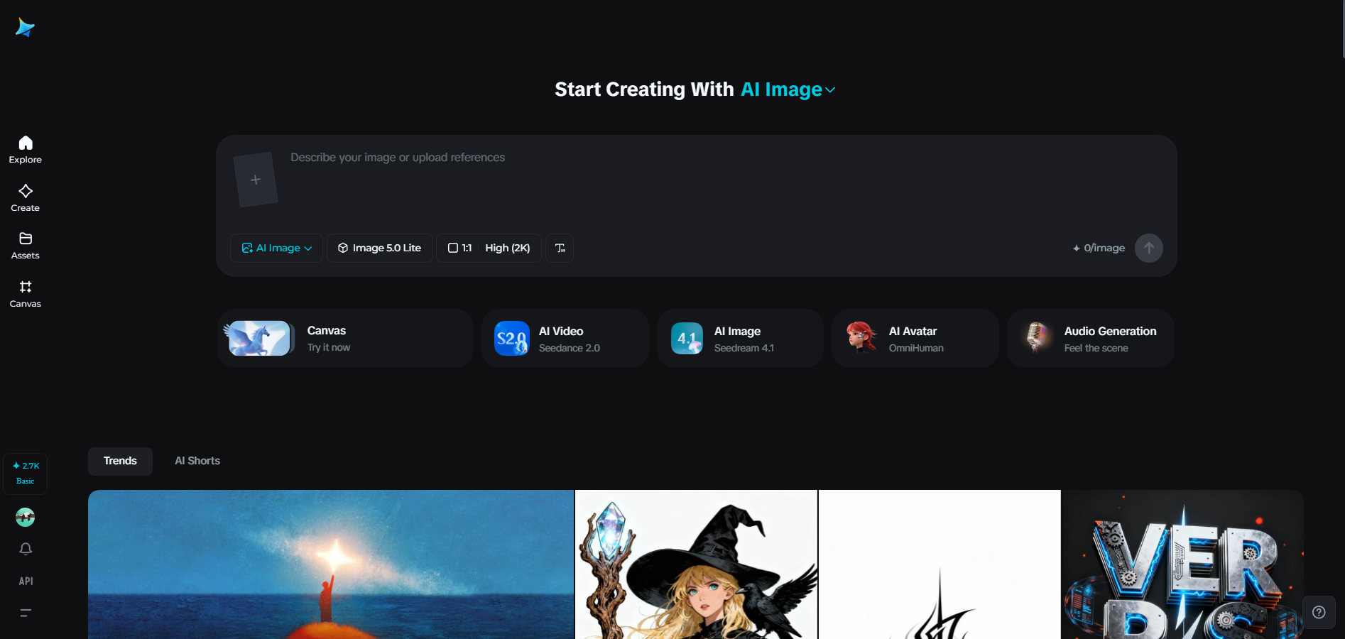 Dreamina interface