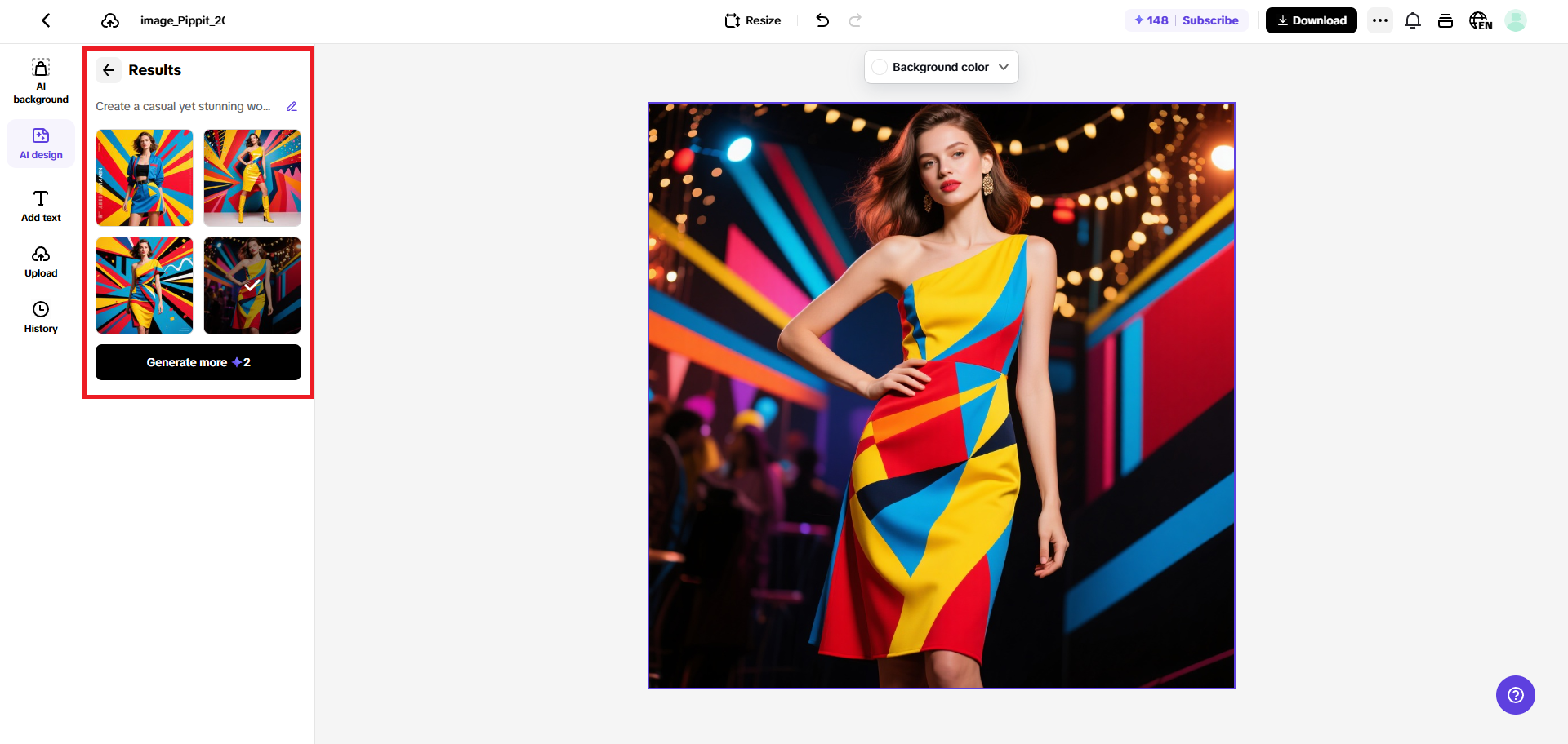 A atratividade estética do criador de design de IA do Pippit