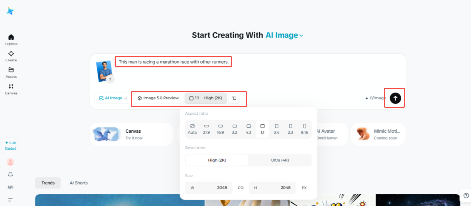 Gerando a Imagem AI na Dreamina