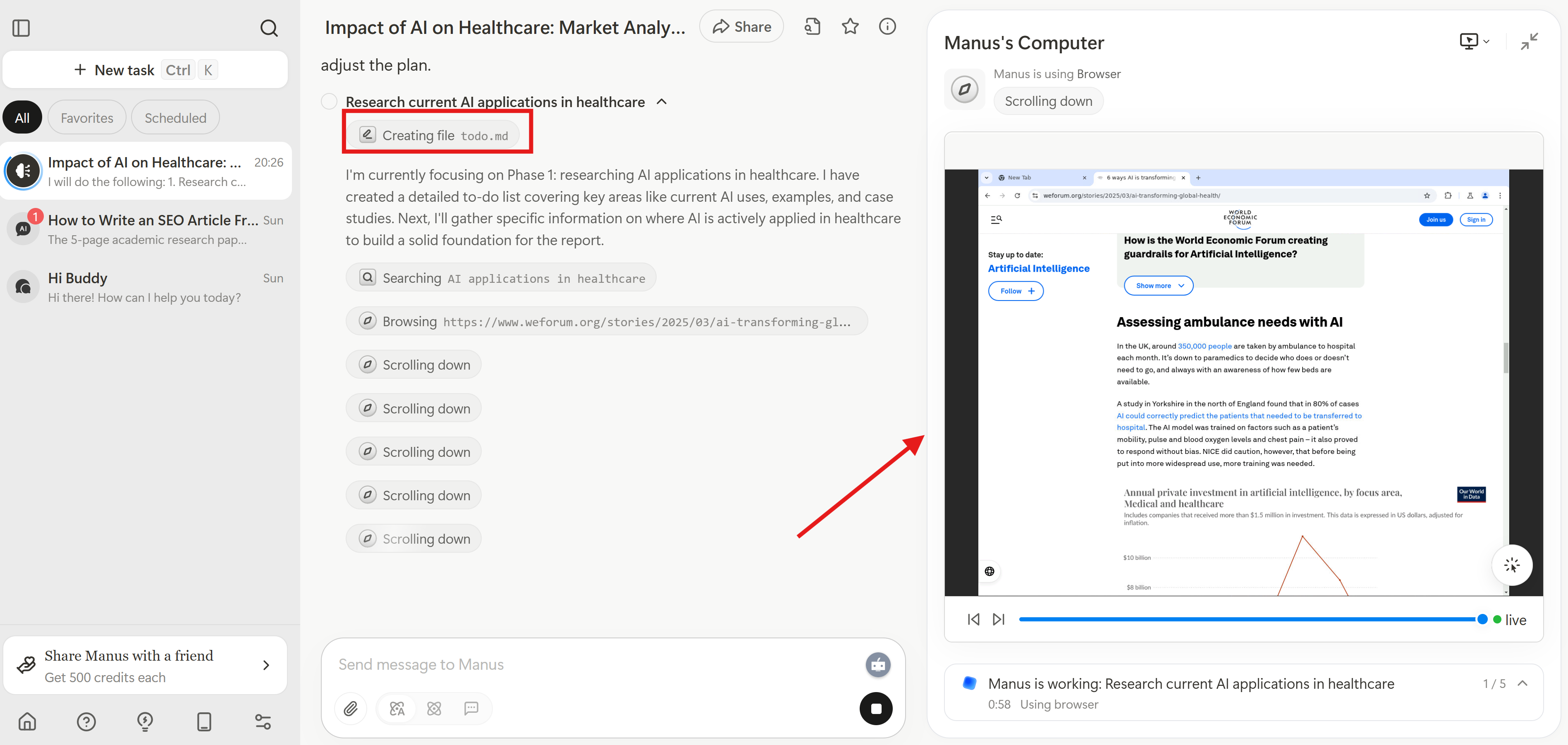 Recursos do Manus AI