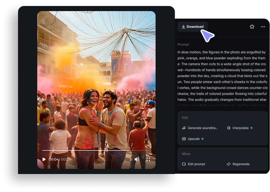 Preview and download your Holi video 