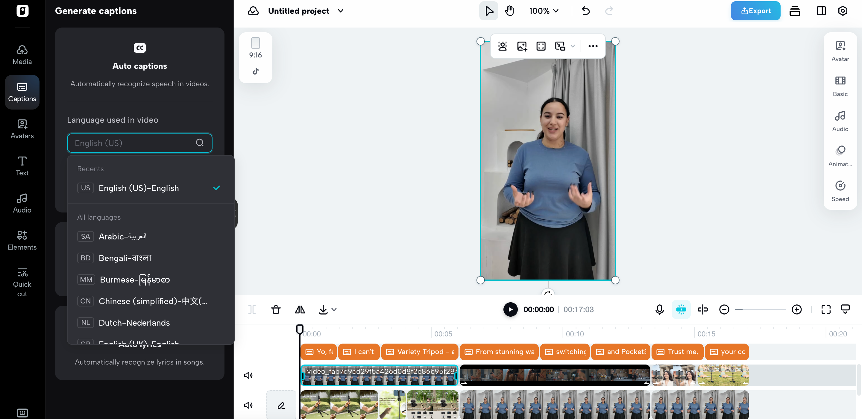 Traduzir vídeos de tour de produtos
