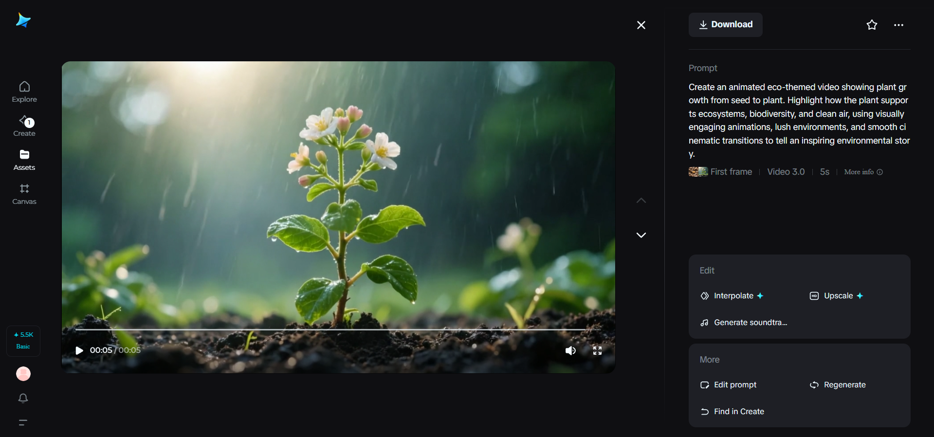 Eco-themed narrative videos in Dreamina