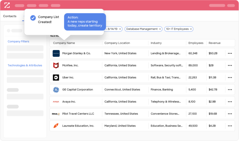 ZoomInfo sales tool