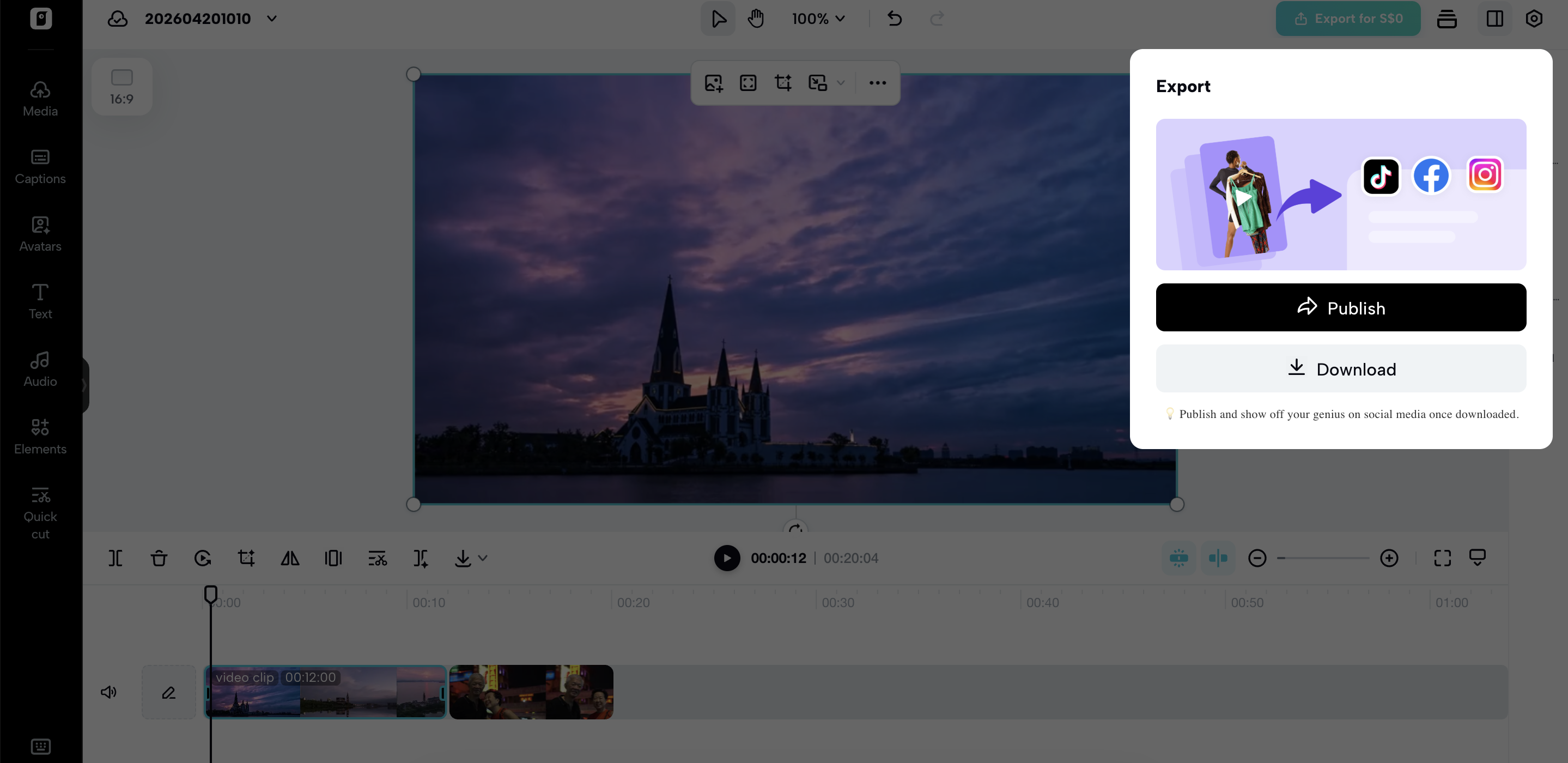 Export and share video