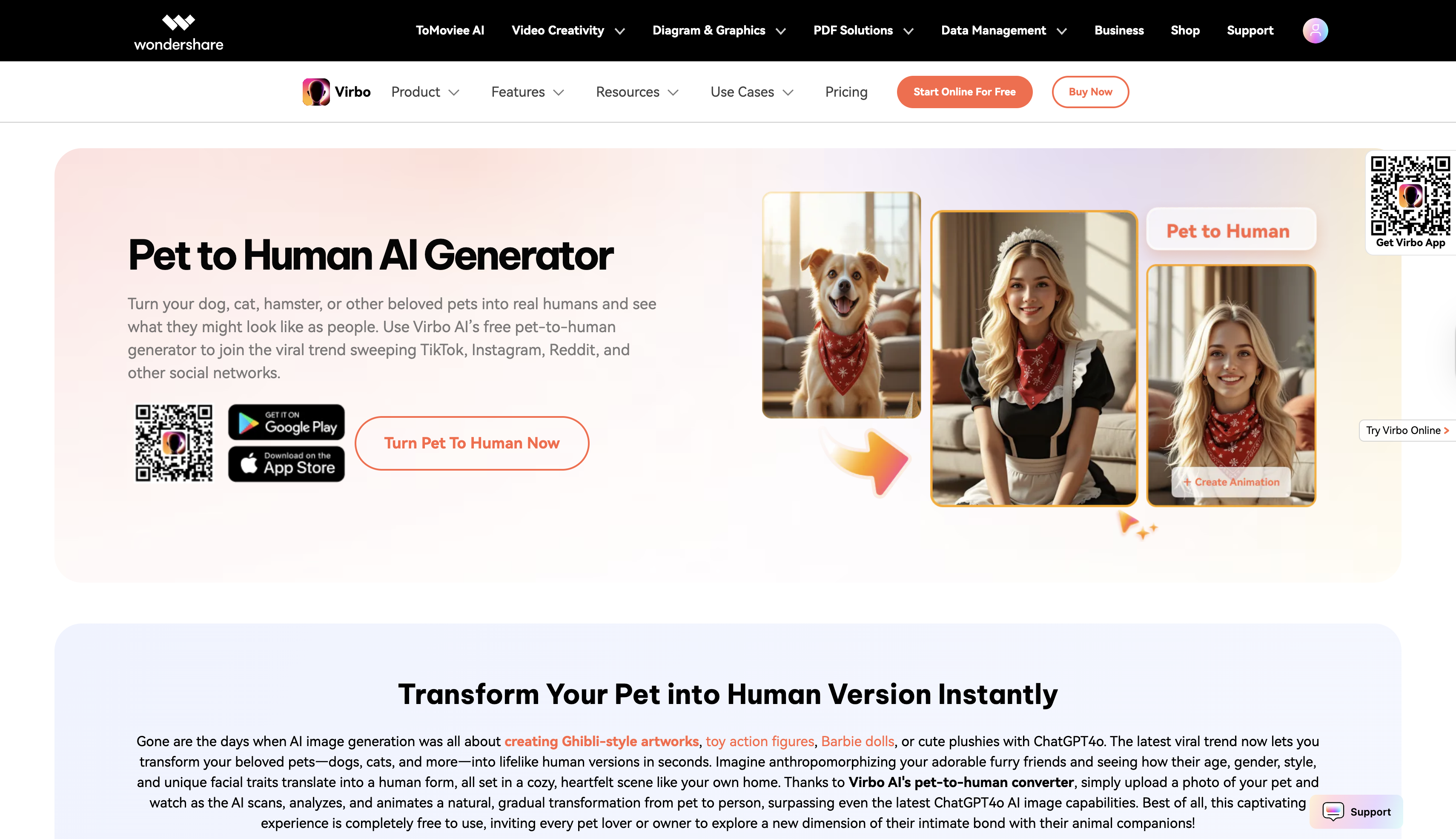 Wondershare virbo's interface