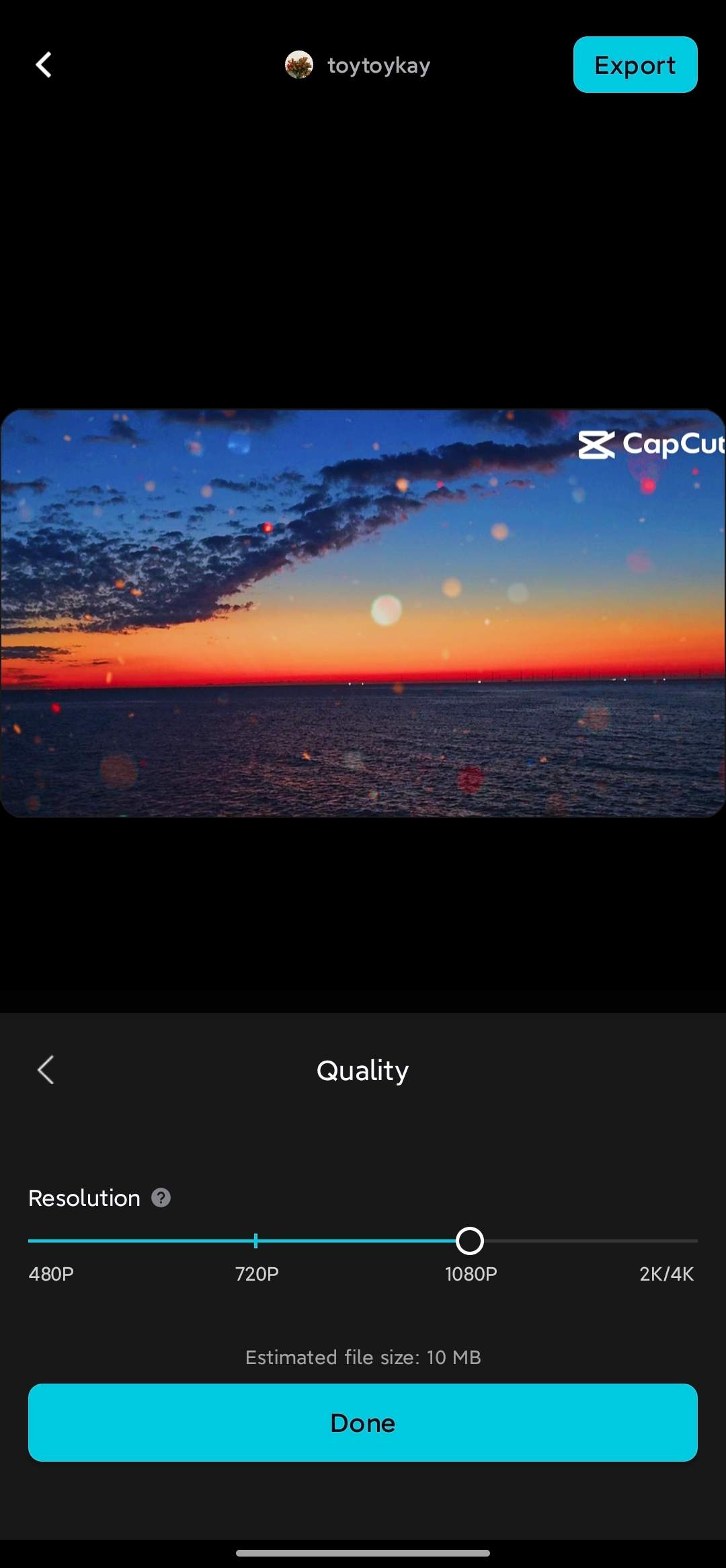 Export and share in the CapCut app