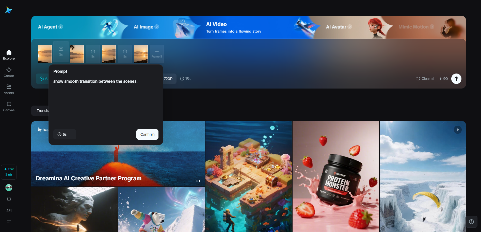 Multi-frame video feature in Dreamina