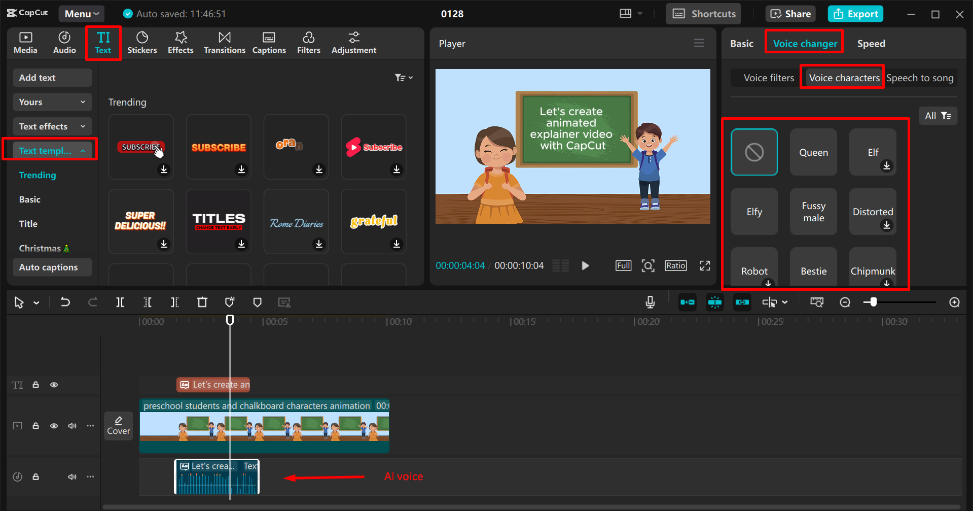 Membuat video penjelasan animasi di CapCut editor video desktop