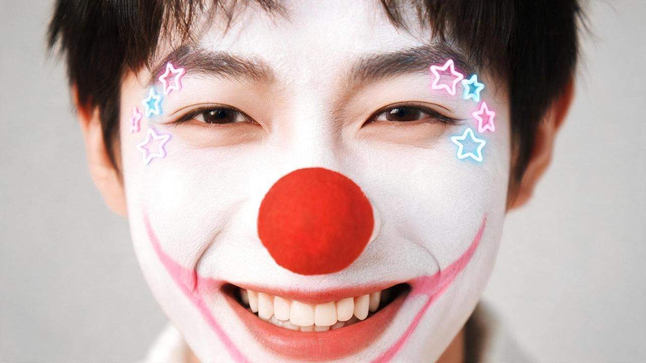 Dark cinematic clown filter prompt