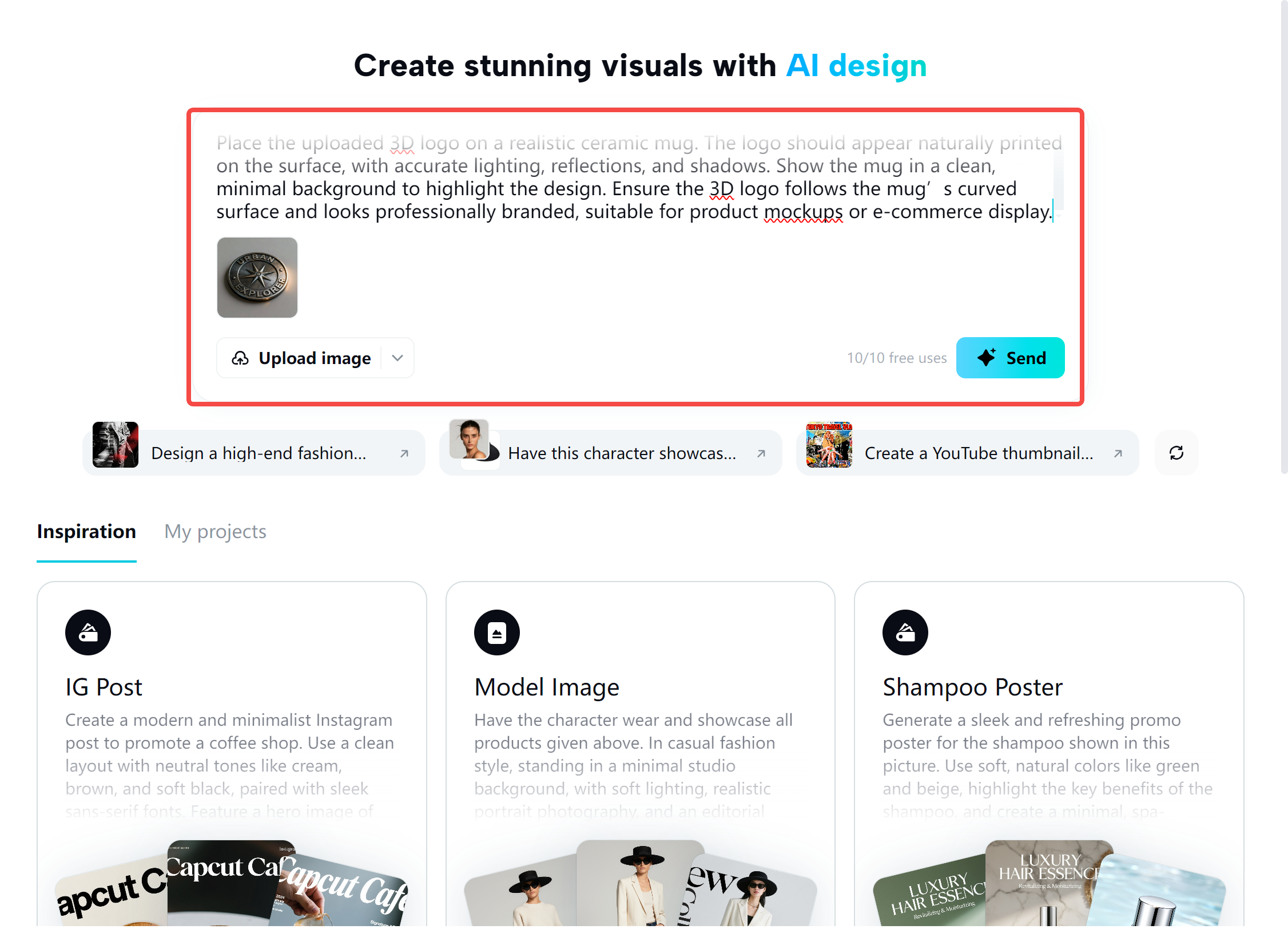 Creating a water cup design on the CapCut desktop video editor
